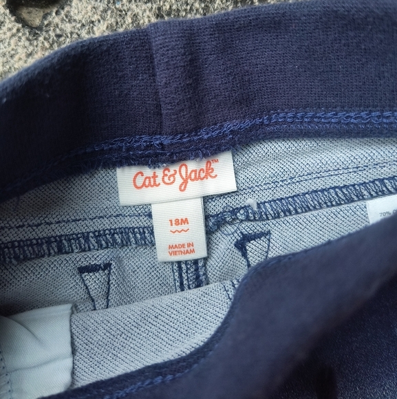 Toddler Girls Cat & Jack Denim Stretch Shorts Cuffed Drawstring Size 18 Months - Picture 3 of 5